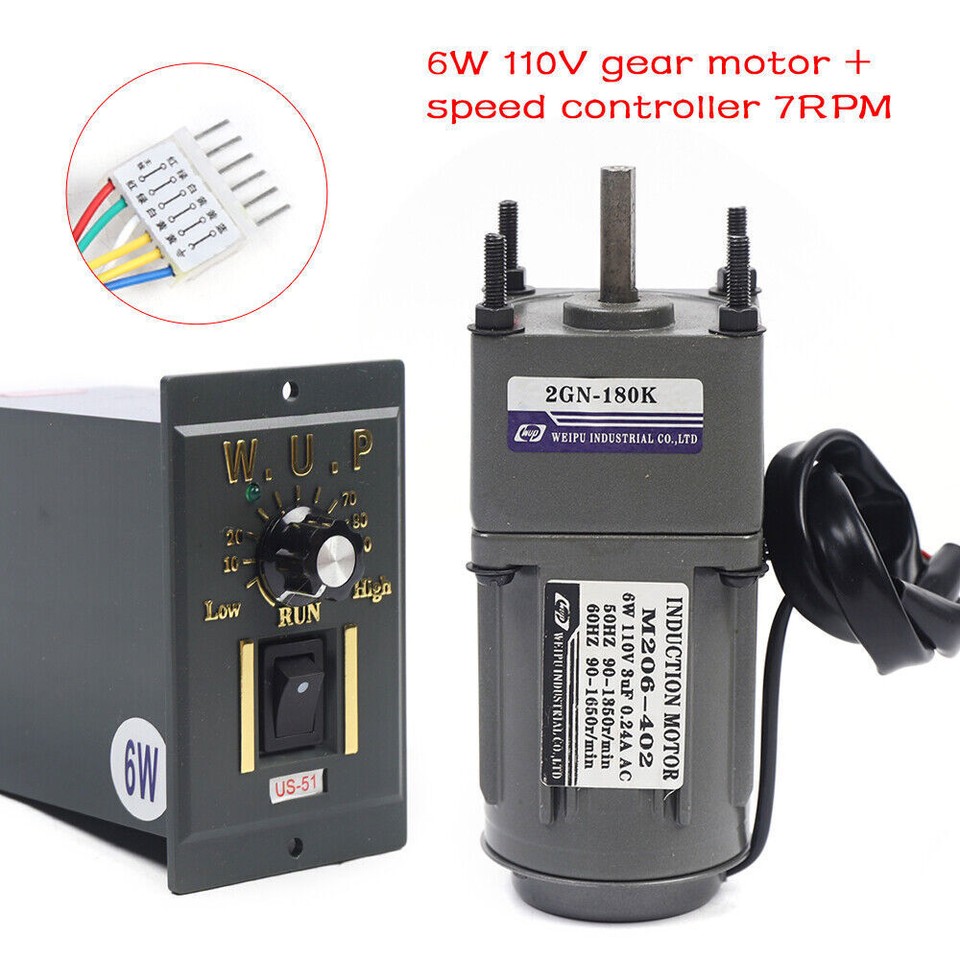 AC 6W 7.5RPM Speed Controller Electric Gear Motor with Gearbox High ...