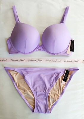 Victorias Secret 2pc Swim Set 38C Sexy Tee Add 1 Cup Push-up/size XL Menton Itsy