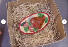 New Dresden Paper Ham Dinner on Platter Christmas Ornament Tree