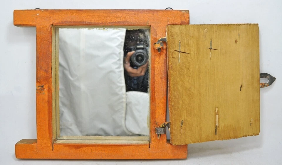 Antique Wooden Wall Décor Small Window Original Old Hand Crafted New Painted - Image 2 of 4