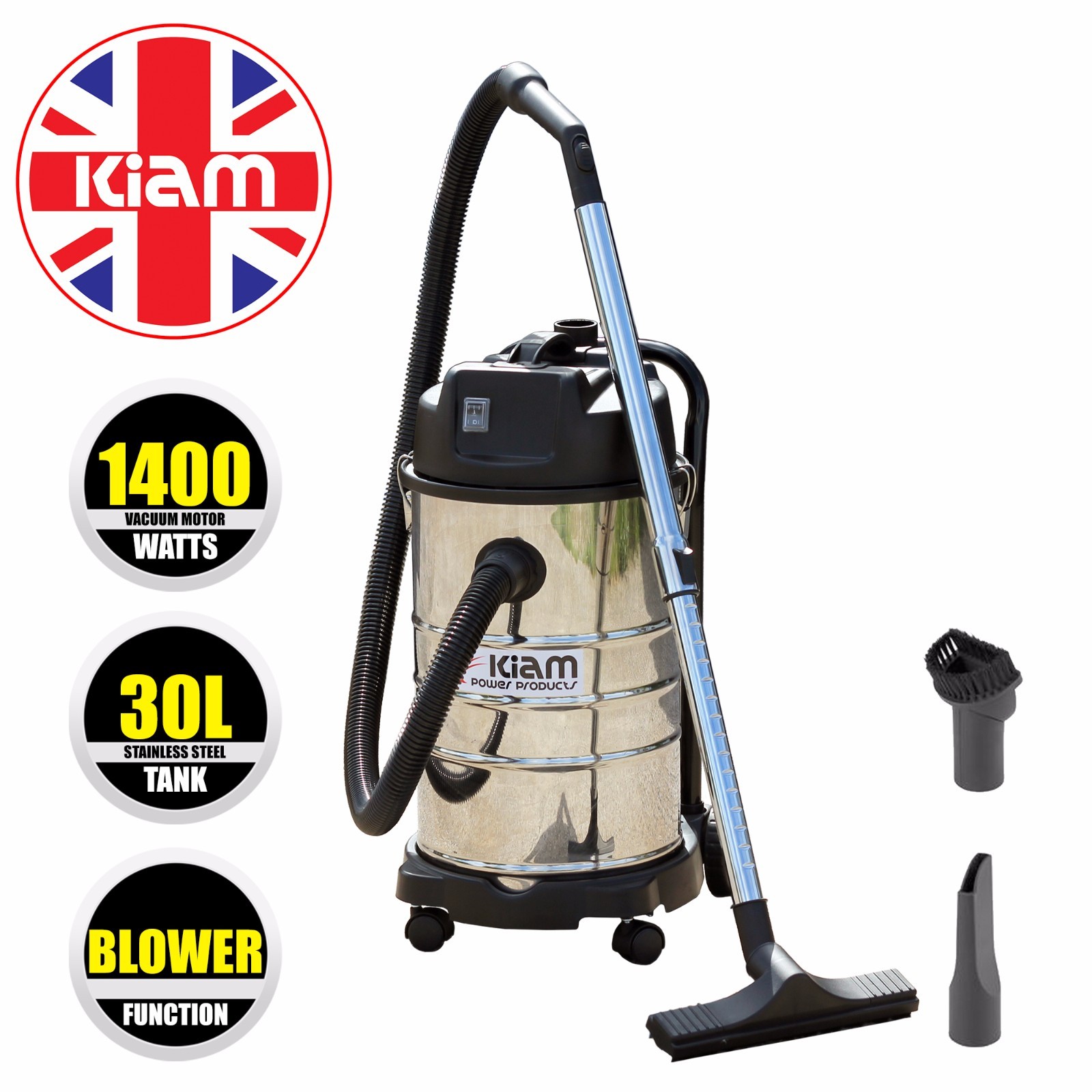 30L Wet & Dry Vacuum Cleaner Blower 1400W Stainless Steel Kiam KV30B Industrial eBay