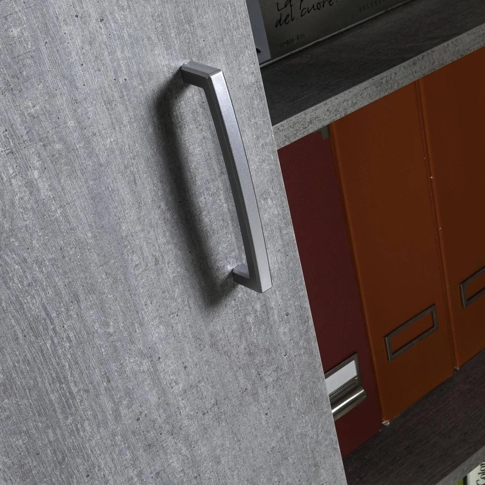 Mobile Armadio Studio Ufficio 6 Ripiani Multiuso con 2 Ante Cemento 69x35x201h - Immagine 4 di 4