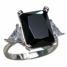 AMAZING 8 CT BLACK ONYX 925 STERLING SILVER RING SIZE 5-10