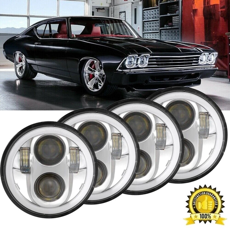 4 peças 5 3/4" 5,75 projetor faróis de LED feixe selado anel olho de anjo lâmpadas lâmpadas - Imagem 2 de 4