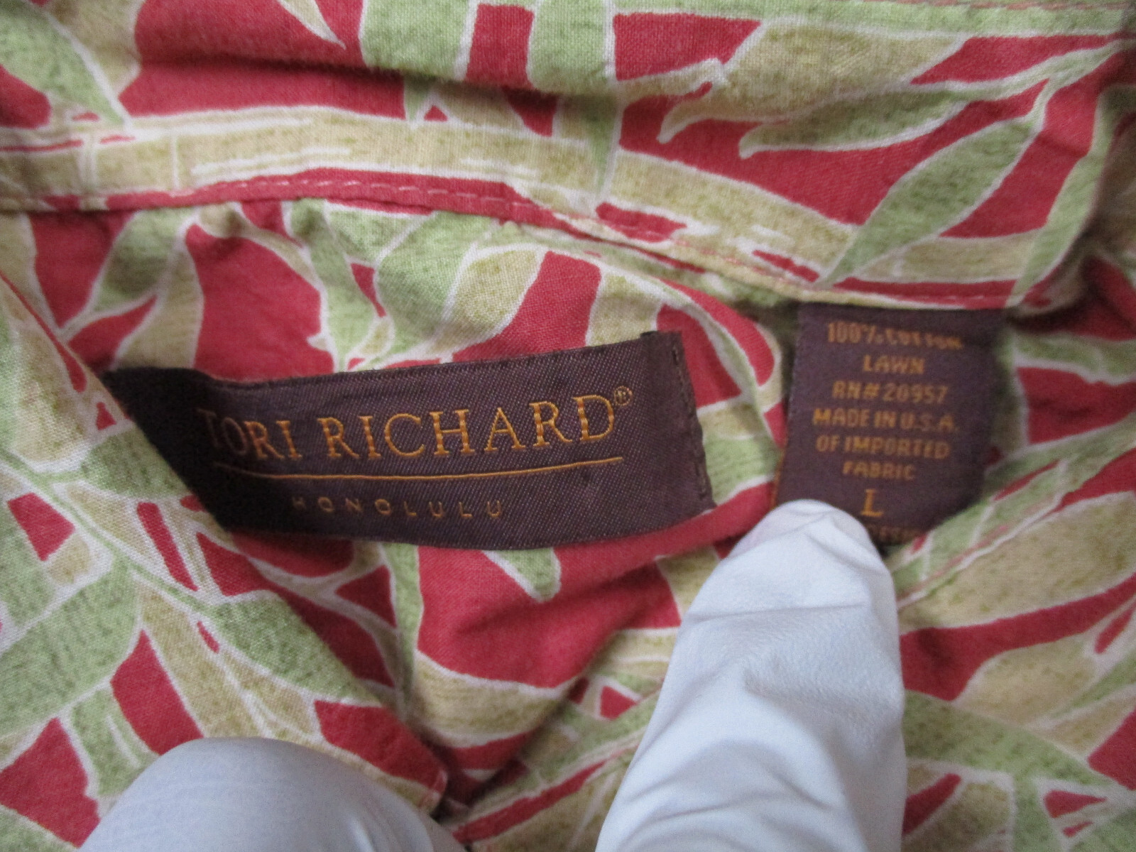 Tori Richard Shirt Mens Large Red Green Floral Bu… - image 3