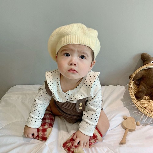 Baby Bonnet Artist Cap Knitted Hat Beret Hat Warm Solid Color Vintage ~^ - Picture 4 of 24