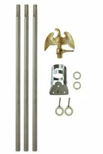  6' Ft Residential Flag Pole Kit Tangle Free No Furl Rings & Optional Flag