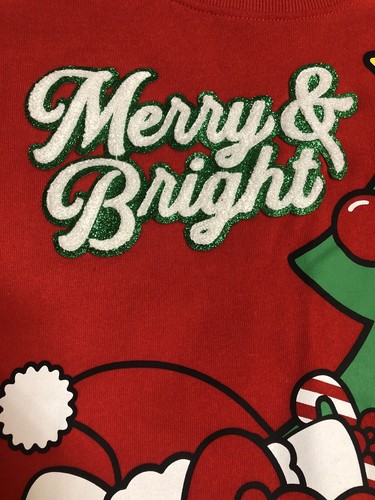 Hello Kitty Christmas Sweatshirt Kids Girls Size Large Red Merry & Bright Sanrio - Picture 3 of 11