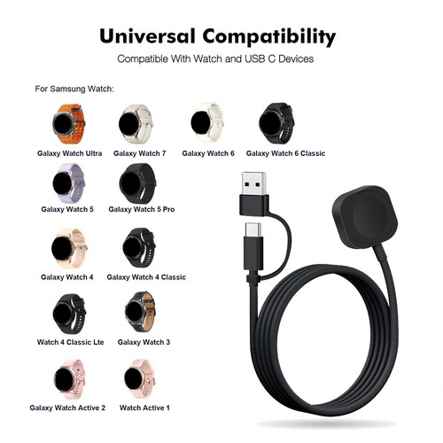 3.3ft Dual Port Magnetyczna ładowarka do zegarka Stacja ładująca do Samsung Galaxy Watch 7 - Zdjęcie 3 z 8