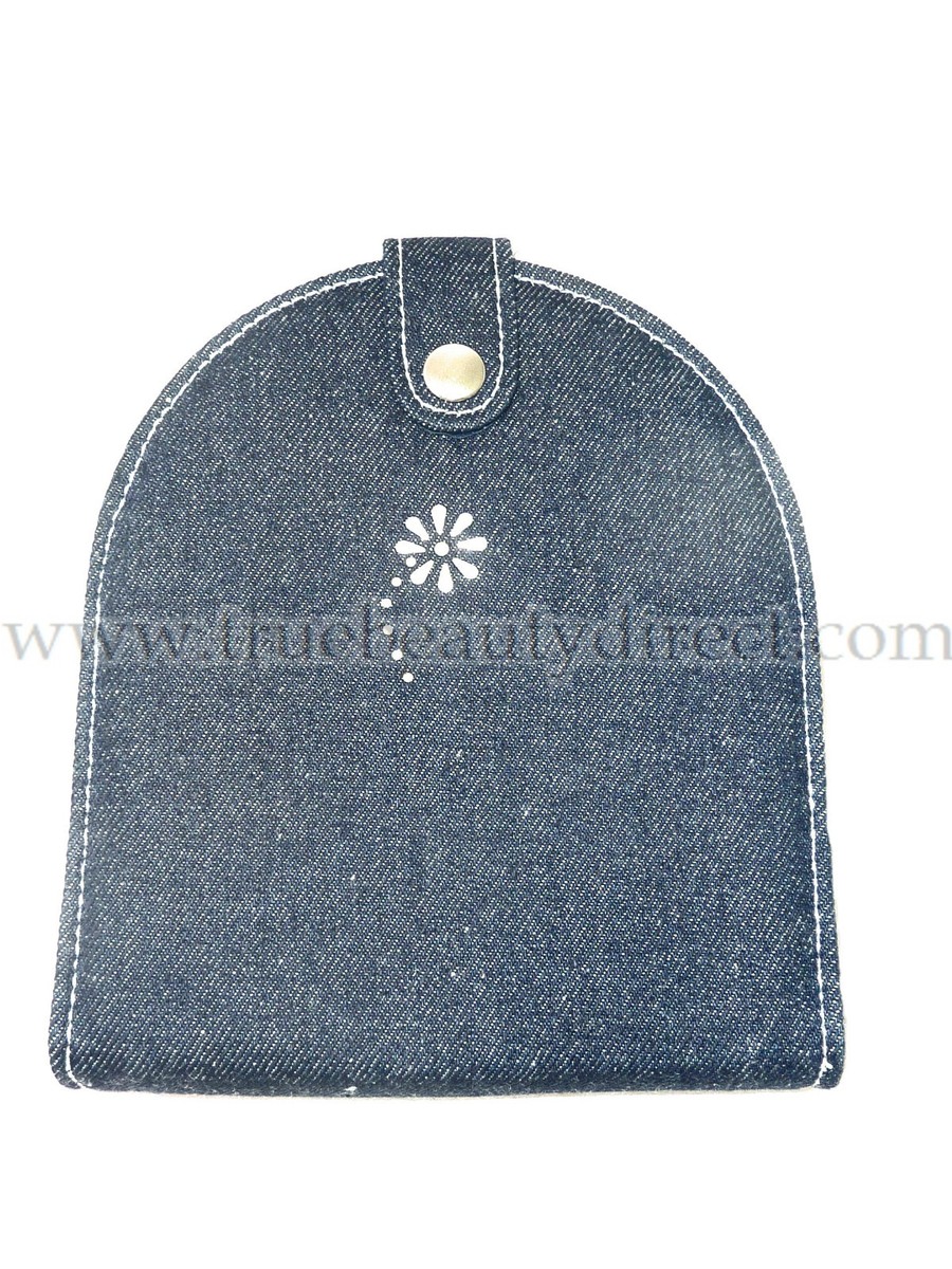 BLUE DENIM CD CASE WITH DIAMANTE FLOWER DESIGN HOLDS 12 DVDS OR