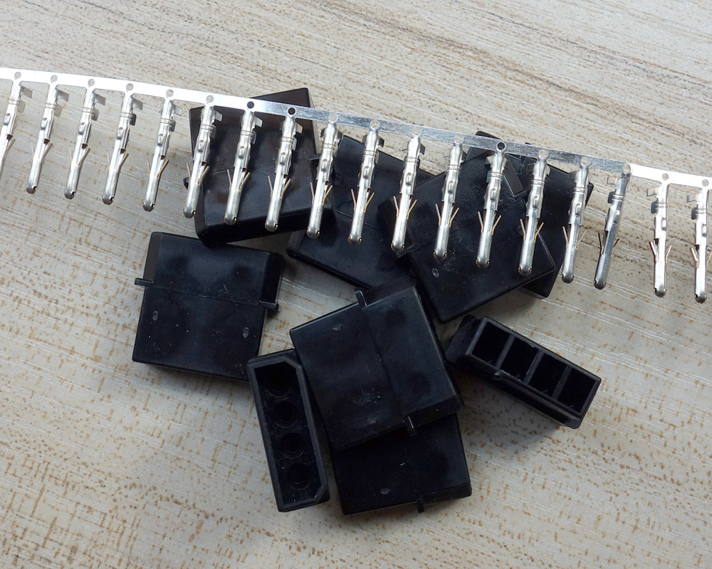 10 Sets Black 4-Pin Female Molex Connectors – DIY PC Power Mod Crimp Plug Pins