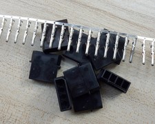 10 sets Black DIY PC Power Connector 4P 4 Pin Male Molex Mod Crimp Plug Pins Pin