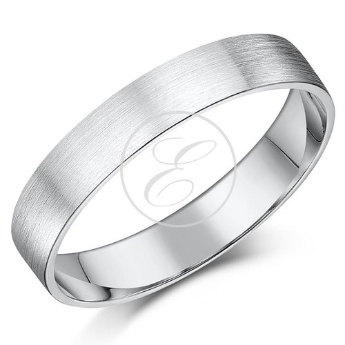 His & Hers Silver Rings Brushed Matt Flat Court Silver Wedding 4mm 6mm Bands - Picture 2 of 3