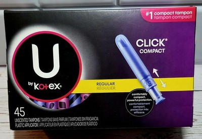 U by Kotex Click Compact REGULAR Tampons, Unscented, 45 Count