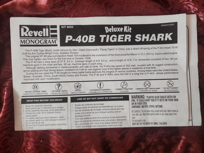 Revell Monogram P-40B Tiger Shark Instructions Kit 6650 1998