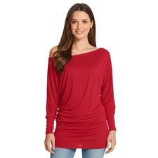 Womens Off the Shoulder Tops Batwing Long Sleeves Jumper Soft Baggy Tunic Tops