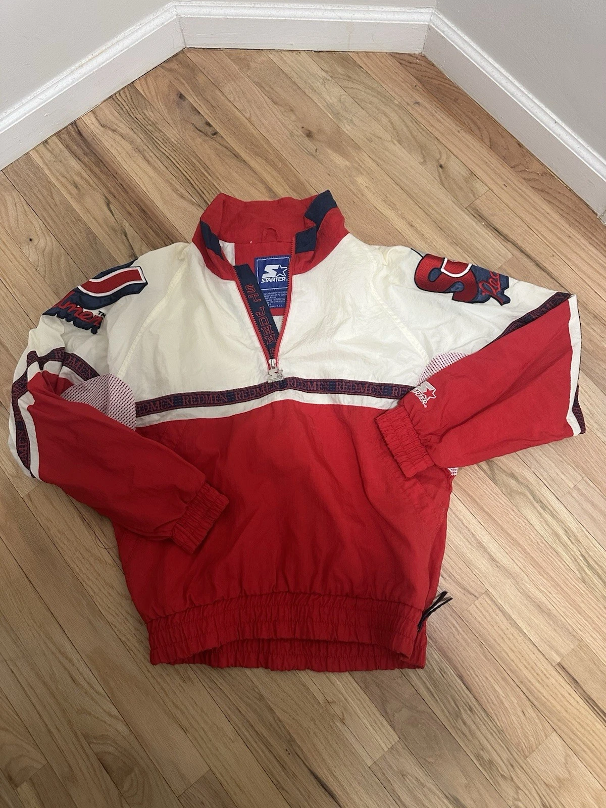 Vintage St John’s Red Storm Starter Pullover Jacket Adult Medium