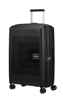 Aerostep  Spinner M, Erweiterbarer Koffer, 67 cm, 66.5/72.5 L, Schwarz Black