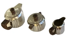 ICON! 1933 LUC LANEL CHRISTOFLE ART DECO SILVER PLATE TEA /COFFEE MILK SUGAR SET