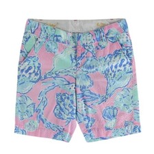 Lilly Pulitzer Chipper Shorts Womens 6 Pink Blue Seashell Corduroy Coastal Chino