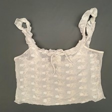 VTG Fredericks of Hollywood Lingerie Camisole Womens Medium White Sheer Coquette