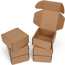 4X4X2 Shipping Boxes Set of 6, Small Cardboard Boxes for Packaging, Brown Mailin