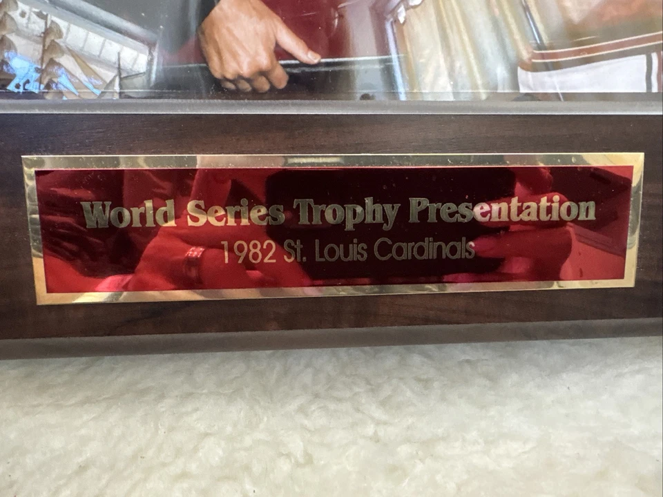 Placa de Campeones de la Serie Mundial de la MLB de 1982 Cardenales de San Luis rara de colección firmada Foto 3 de 4