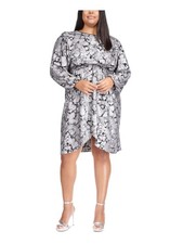 MICHAEL MICHAEL KORS Womens Black Back Elastic Waist Pouf Sleeve Dress Plus 3X