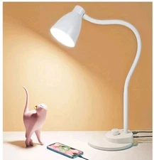  LED Desk Lamp with USB Charging Port, 3 Color Modes Dimmable Reading White