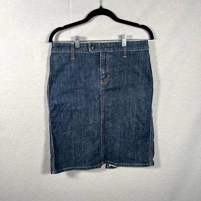 Gap Jeans Straight & Pencil Skirt Womens 32 Blue Denim Back Slit Medium Wash