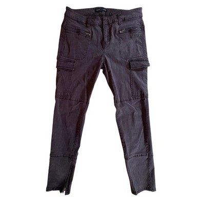 Saks Fifth Avenue Cargo Pants Womens 4 Gray Slim Tapered Ankle Zip Utility Soft
