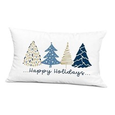 Navy Blue Christmas Throw Pillow Covers 20x12 Inch, Blue Christmas Color 03