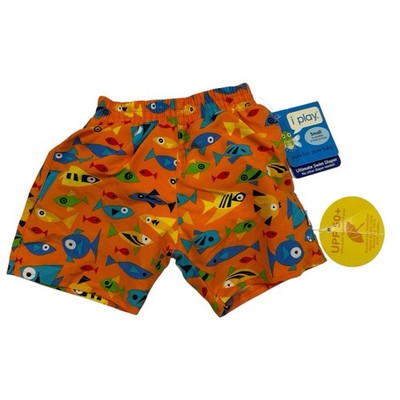 iplay Ultimate Swim Diaper Trunks Orange Fish UPF 50+ Sz Small /6 Mo (10-18 lbs)