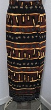 Vtg 90s Maxi Skirt Sz 12 Abstract Tribal Geometric Print Rayon Faux Wrap USA