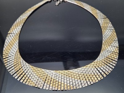 Mächtiges Prunk- ''Cleopatra'' - Collier  925 Silber teilvergoldet massiv Vintage