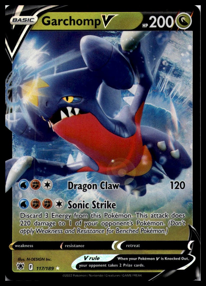 Garchomp V 117/189 SWSH10: Astral Radiance Holo Pokemon Card NM