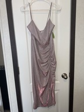 Windsor sparkly pink/purple maxi dress with ruched detailing Size L
