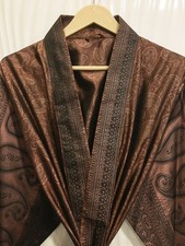 Pure Silk Brown  Black kimono Long Robe Gown Girl's Woman Silk Kimono KMO5398
