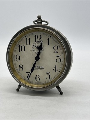 Vintage Victory Eight Day Peg Leg Wind-Up Alarm Clock E. Ingraham