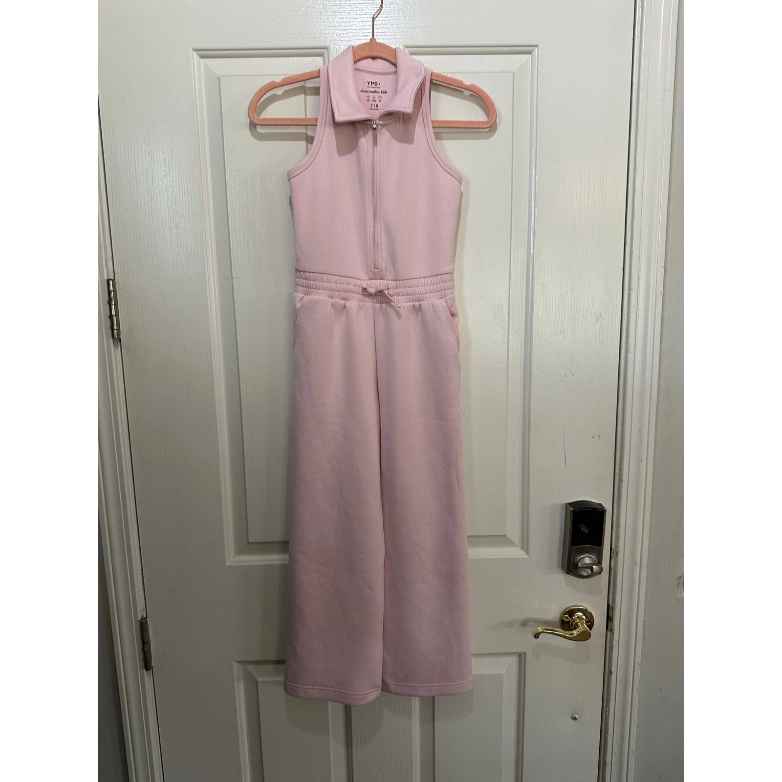 Abercrombie Kids Romper YPB Zip-up Polo Collar Drawstring Waist Pink Size 8