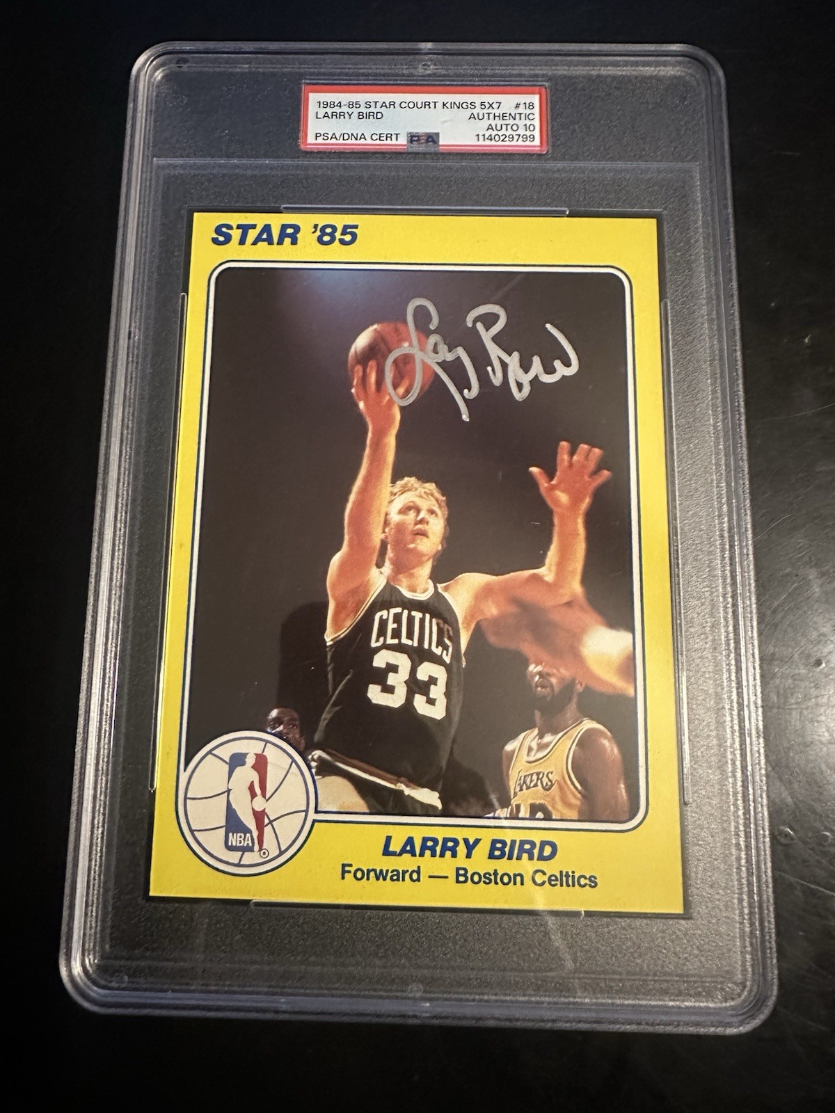 Larry Bird 1984 STAR COURT KINGS SUPERS 5X7 #18 HOF PSA AUTO 10 