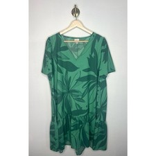 A New Day Target Green Tropical Shift Ruffle Dress Sz L 