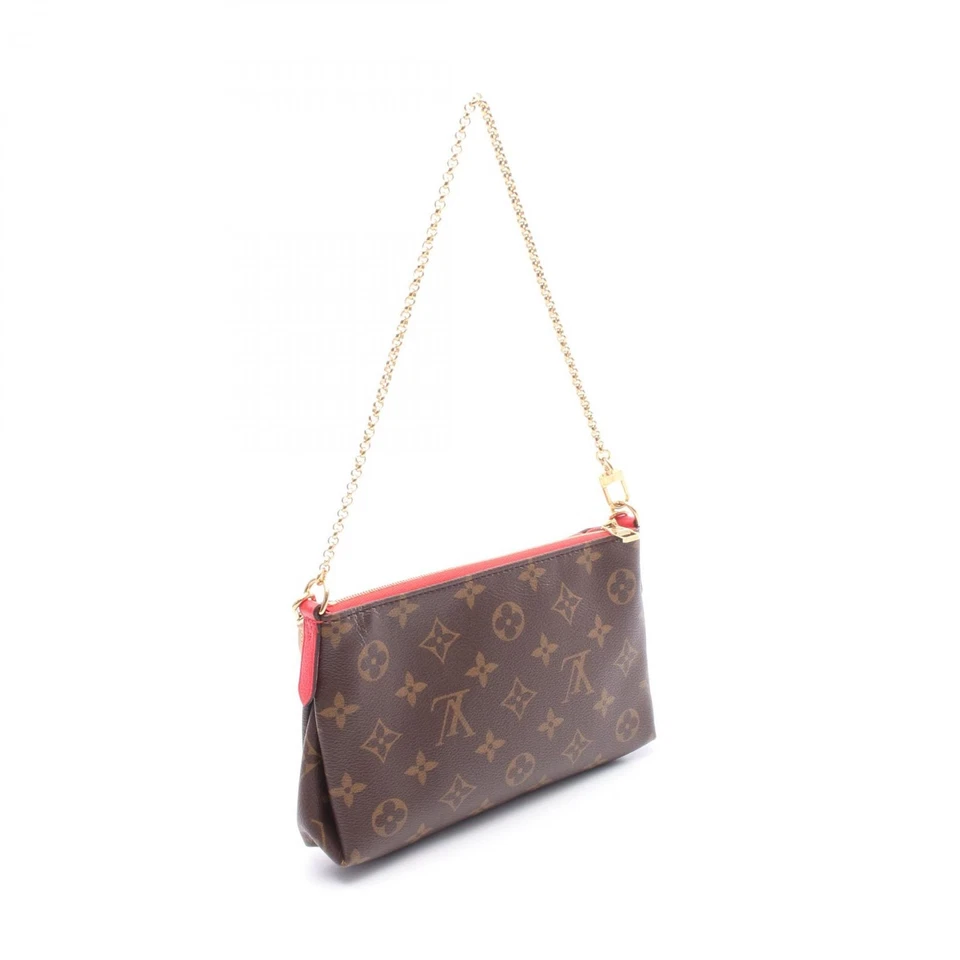 Bolso de hombro LOUIS VUITTON Pallas clutch M41733 monograma lona marrón rojo LV Foto 2 de 4
