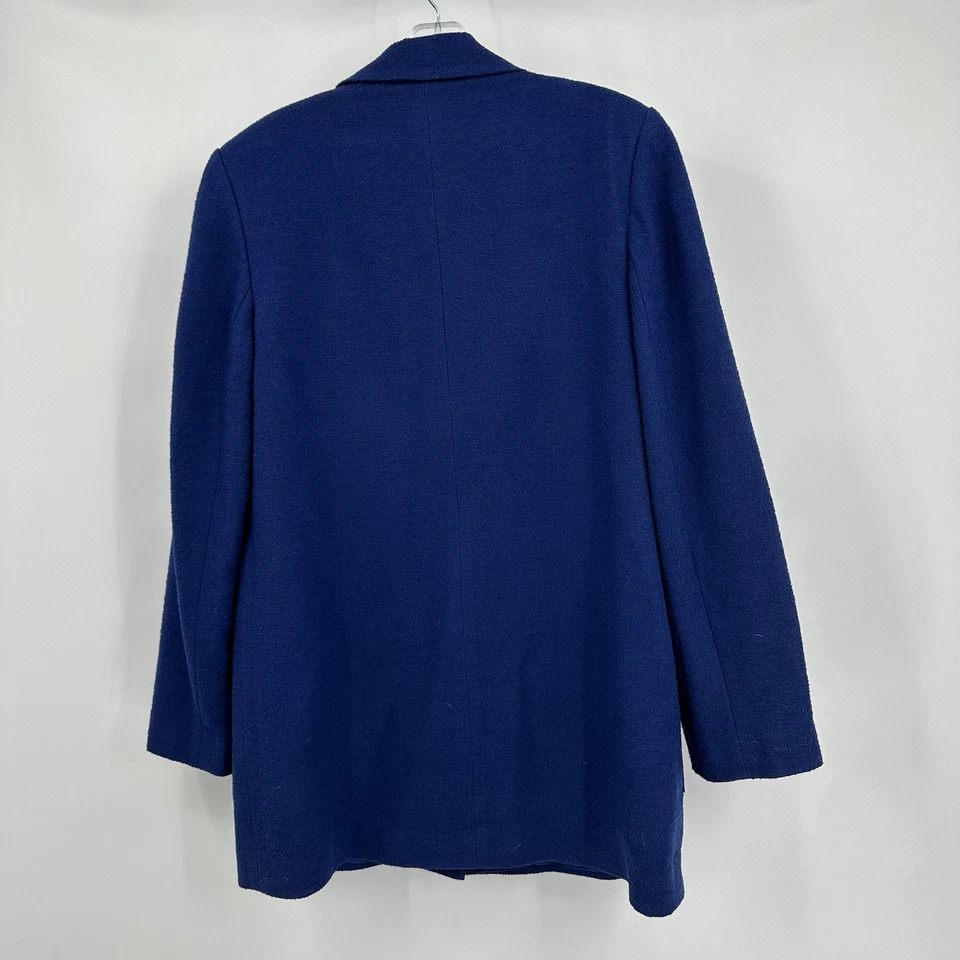 Abrigo Nordstrom Mujer Largo Medio Talla 10 Azul Mezcla Mohair Dinero Antiguo Silencioso Lujo Foto 2 de 4