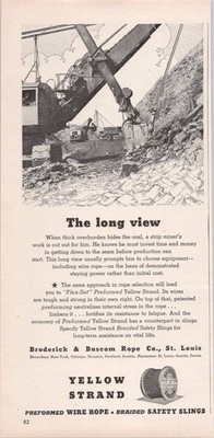 Broderick & Bascom Rope Co. 1948 Original Print Ad Yellow Strand Wire Rope