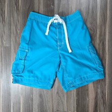 Op Ocean Pacific Mens Cargo Board Shorts Blue Aqua Falls Swim Trunks SZ M 32/34
