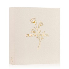 Wedding Photo Album 8x10 Inch Holds 50 Pictures Slip In Pockets Flower Beige