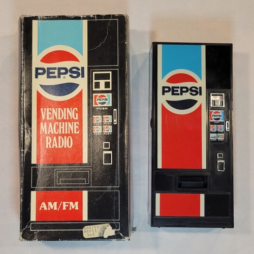 1980s Pepsi Soda Vending Machine AM/FM Transistor Radio Classic w Box Rare Works
