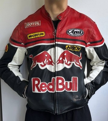 Red Bull Racing Moto Y2K Grand Prix Vintage Leather Jacket Rare