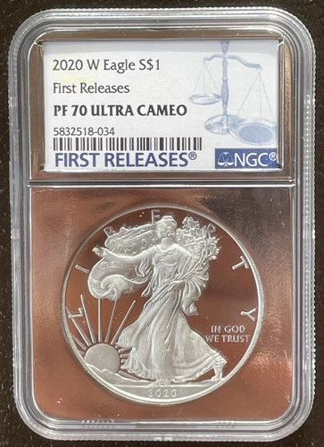 2020-W $1 SILVER AMERICAN EAGLE NGC PF70 First Releases in Silver Slab : 06481
